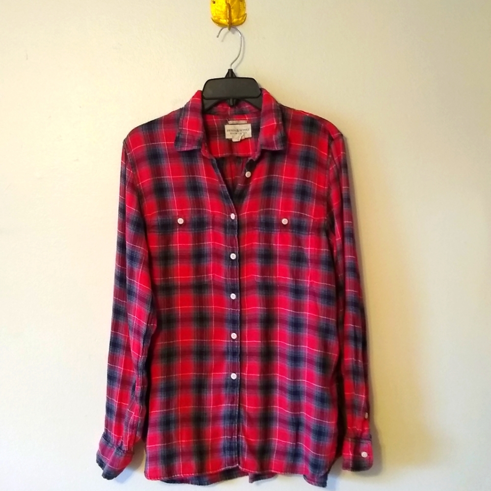Ralph Lauren Denim & Supply | Red/Black Plaid Cotton Flannel Button Down Shirt L